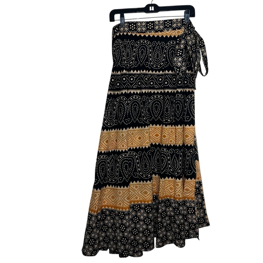Wrap Skirt Black Gold and Cream OSFM